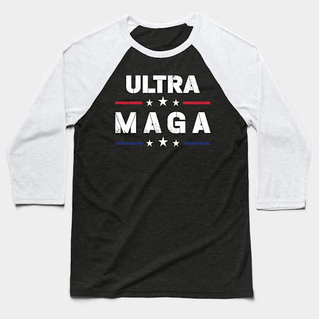 Ultra Maga Proud Ultra-Maga American Flag Baseball T-Shirt by Charaf Eddine